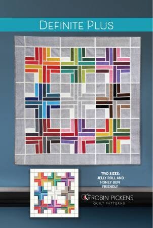 Definite Plus Quilt Pattern - Robin Pickens RPQP-DP126, - Jelly Roll and Honey Bun Friendly Pattern, Modern Strip Quilt Pattern in Two Sizes