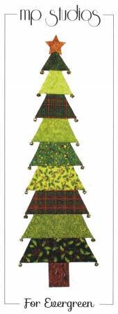 For Evergreen Christmas Tree Quilt Pattern - MP Studios MPFE201, Christmas Tree Wall Quilt Pattern, Scrappy Christmas Quilt Pattern
