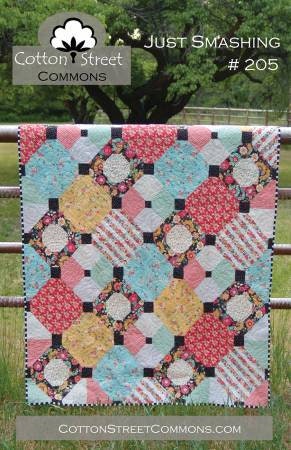 Just Smashing Quilt Pattern - Cotton Street Commons 205, Snowball Block Quilt Pattern, Scrap Friendly Quilt Pattern, Throw Quilt Pattern