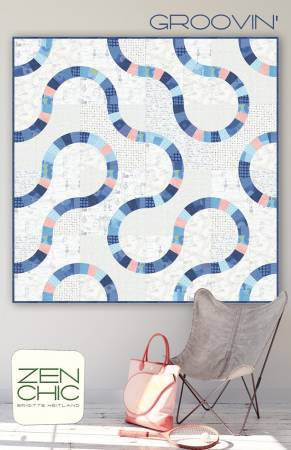 Groovin' Quilt Pattern - Zen Chic GRQP, Modern Curved Lines Quilt Pattern, Fat Eighth Friendly Quilt Pattern, Fat Quarter Quilt Pattern