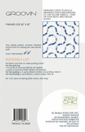 Groovin' Quilt Pattern - Zen Chic GRQP, Modern Curved Lines Quilt Pattern, Fat Eighth Friendly Quilt Pattern, Fat Quarter Quilt Pattern