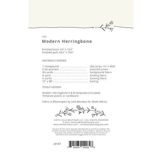Modern Herringbone Quilt Pattern - Lella Boutique 187, Fat Quarter and Honeybun Friendly - Herringbone Throw Quilt Pattern