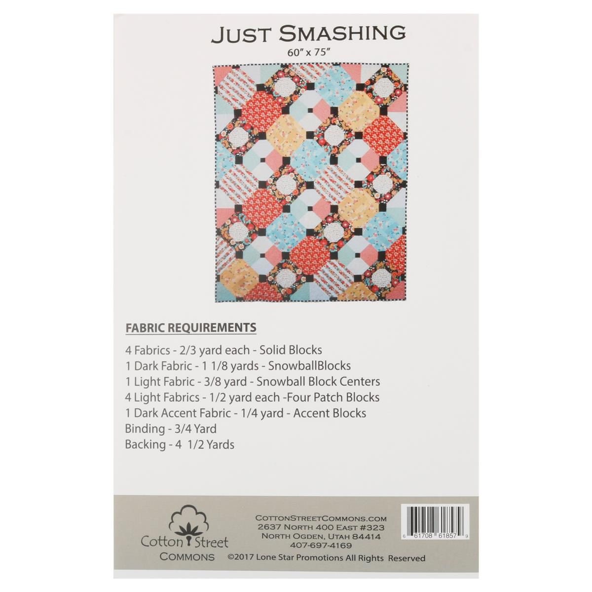 Just Smashing Quilt Pattern - Cotton Street Commons 205, Snowball Block Quilt Pattern, Scrap Friendly Quilt Pattern, Throw Quilt Pattern