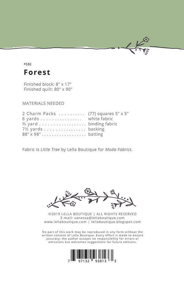 Forest Quilt Pattern - Lella Boutique 181, Trees Quilt Pattern - Charm Pack Friendly Quilt Pattern - Throw Quilt Pattern