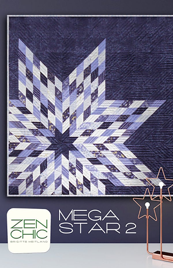 Mega Star 2 Quilt Pattern - Zen Chic ZC-MS2QP, Jelly Roll Quilt Pattern, 2.5 Inch Strip Pattern, Lone Star Quilt Pattern, Modern Lone Star