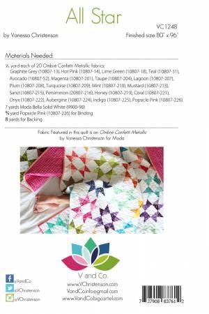 All Star Quilt Pattern - V and Co VC1248, Ombre Quilt Pattern - Modern Star Quilt Pattern