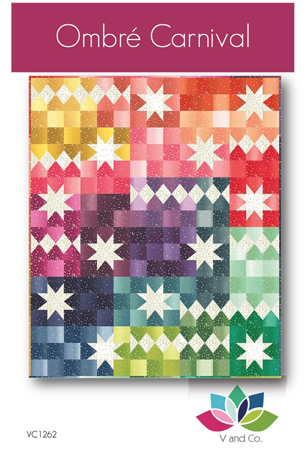 Ombre Carnival Quilt Pattern - V and Co VC1262, Ombre Quilt Pattern - Modern Star Quilt Pattern