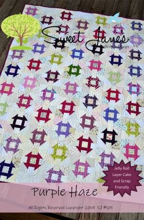 Purple Haze Quilt Pattern - Sweet Jane's Quilting SJ-105, Shoo Dash Quilt Pattern in Five Sizes, Jelly Roll Layer Cake and Scrap Friendly