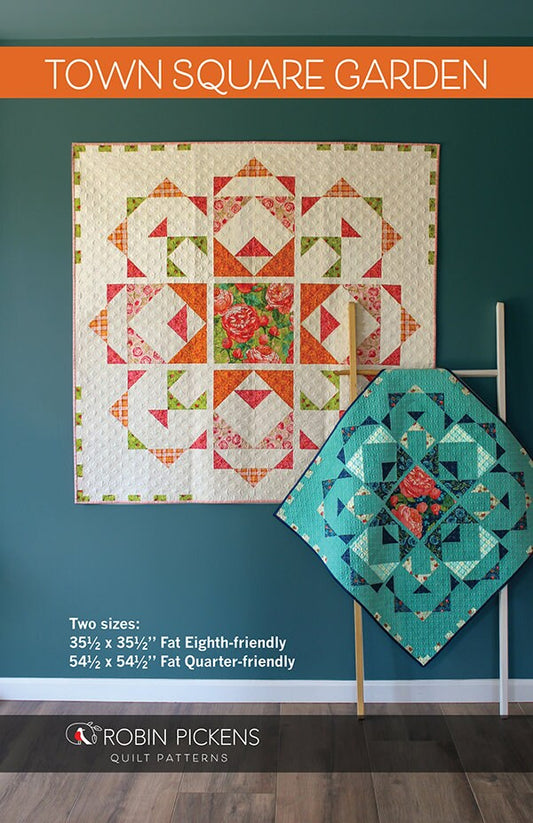 Town Square Garden Quilt Pattern - Robin Pickens RPQP-TSG106, Medallion Wall Quilt Pattern, Fat Quarter & Fat Eighth Friendly Quilt Pattern