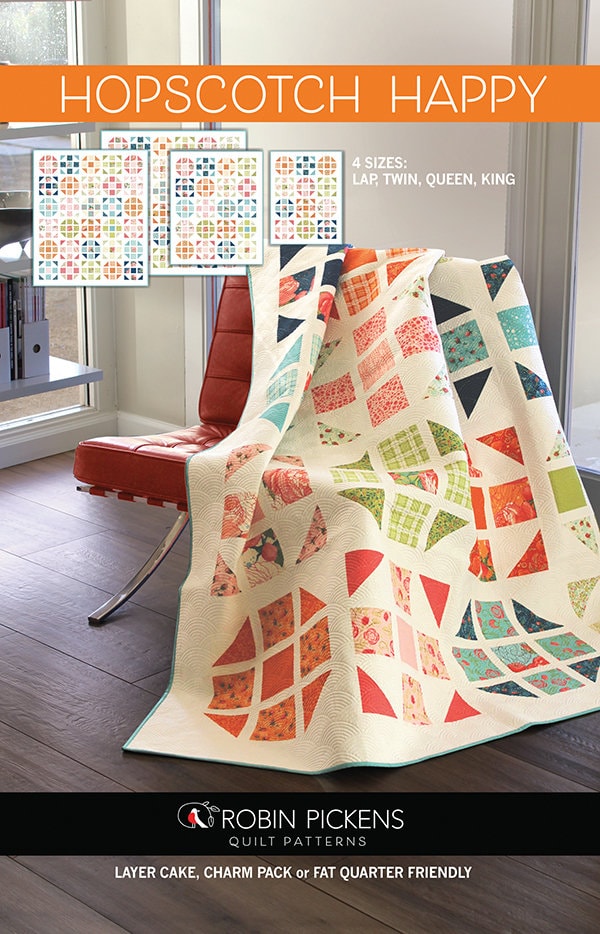 Hopscotch Happy Quilt Pattern - Robin Pickens RPQP-HH101, Layer Cake Charm Pack or Fat Quarter Friendly Quilt Pattern in Four Sizes