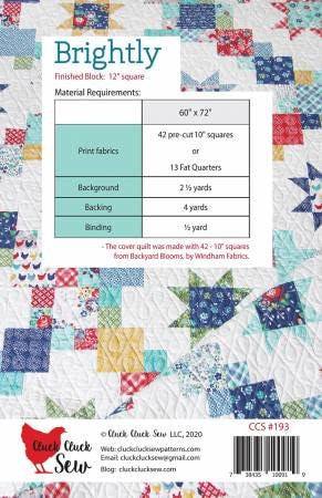 Brightly Quilt Pattern - Cluck Cluck Sew 193, Modern Star Quilt Pattern - Fat Quarter Friendly and Layer Cake Friendly Quilt Pattern