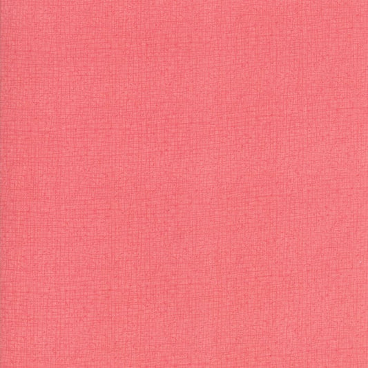 Abby Rose Sugar Rose Thatched Fabric Moda 48626-127, Coral Pink Blender Fabric - By the Yard