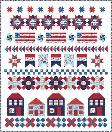 Let Freedom Ring Row by Row Quilt Pattern - Primrose Cottage Quilts PCQ-016, Patriotic Quilt Pattern - Americana Quilt Pattern - Row by Row