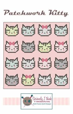 Patchwork Kitty Quilt Pattern - Kelli Fannin Quilt Designs KFQP154, Cat Quilt Pattern - Cat Lover Quilt Pattern, Cat Themed Quilt Pattern