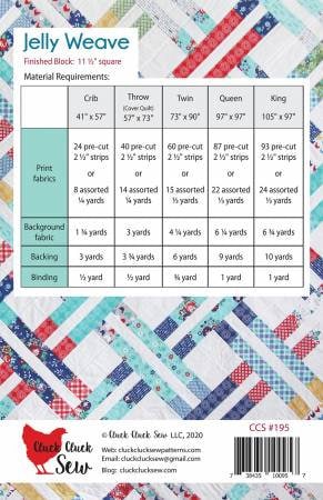 Jelly Weave Quilt Pattern - Cluck Cluck Sew 95, Jelly Roll Friendly Quilt Pattern - Strip Quilt Pattern - Five Sizes Included