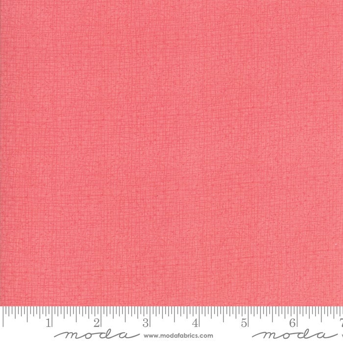 Abby Rose Sugar Rose Thatched Fabric Moda 48626-127, Coral Pink Blender Fabric - By the Yard