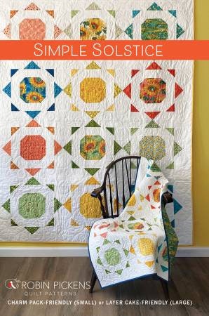Simple Solstice Quilt Pattern - Robin Pickens RPQP-SSOL131, Charm Pack or Layer Cake Friendly Quilt Pattern in Two Sizes