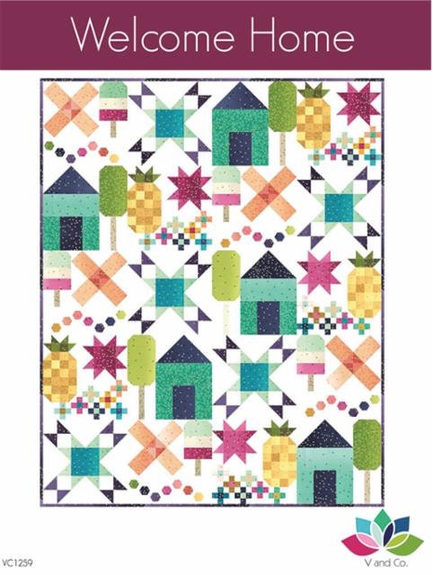 Welcome Home Quilt Pattern - V and Co VC1259, Houses and Stars Quilt Pattern - Modern Star Quilt Pattern - Ombre Quilt Pattern