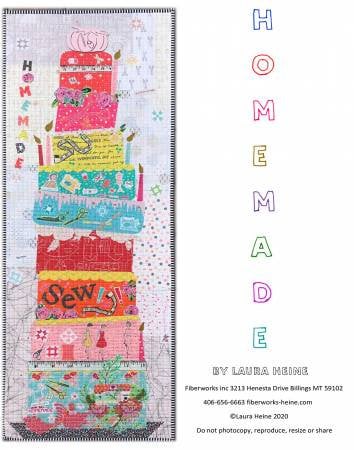 Homemade Collage Quilt Pattern by Laura Heine, Sewing Themed Collage Art Quilt Pattern - Sewing Applique Quilt Pattern