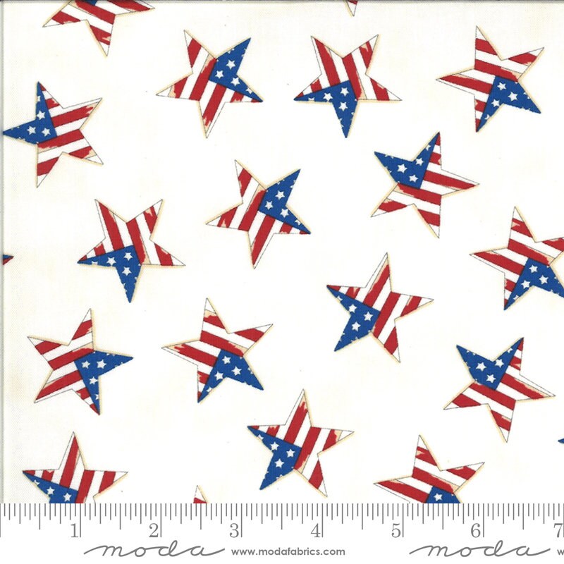 America the Beautiful Tossed Flag Stars Fabric - Moda 19988-12, Patriotic Stars Fabric, White Stars Fabric, Americana Fabric, By the Yard