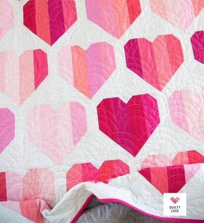 Infinite Hearts Quilt Pattern in Three Sizes - Quilty Love QLP138, Heart Quilt Pattern, Fat Quarter and Jelly Roll Friendly Quilt Pattern