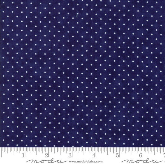 Moda Essential Dots Liberty Blue Fabric 8654 39, Blue Cotton Quilting Fabric, Blue with white Dots Blender Fabric - By the Yard