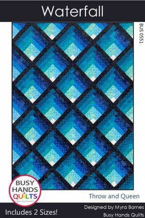 Waterfall Quilt Pattern - Busy Hands Quilts BUS-0551, Log Cabin Style Ombre Quilt Pattern, Throw and Queen Quilt Pattern