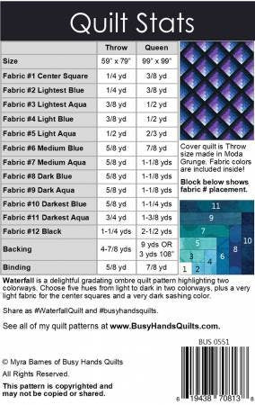 Waterfall Quilt Pattern - Busy Hands Quilts BUS-0551, Log Cabin Style Ombre Quilt Pattern, Throw and Queen Quilt Pattern