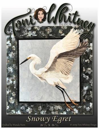 Snowy Egret Art Quilt Pattern by Toni Whitney Design SE033, Raw Edge Fusible Applique Art Quilt Pattern