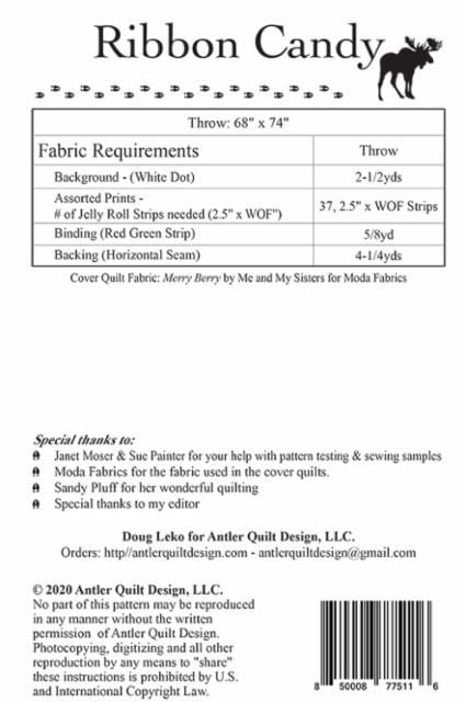 Ribbon Candy Quilt Pattern - Antler Quilt Design AQD0277, Jelly Roll Friendly Quilt Pattern, Easy Beginner Quilt Pattern