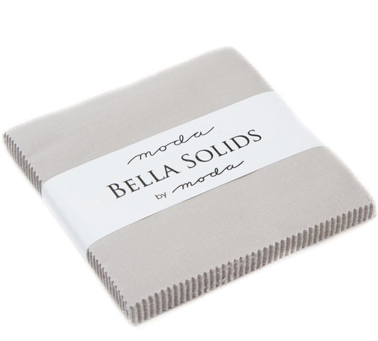 Bella Solids Gray Charm Pack - Moda 9900PP-83, 42 - 5" Fabric Squares, Grey Pre-Cut 5 Inch Squares, Gray Charm Pack, Modern Gray Fabric