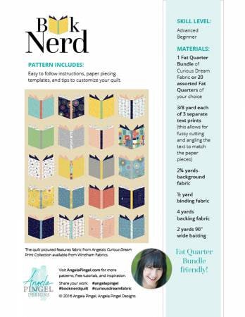 Book Nerd Quilt Pattern, Angela Pingel Designs APBN105, Fat Quarter Friendly Quilt Pattern, Book Themed Quilt Pattern