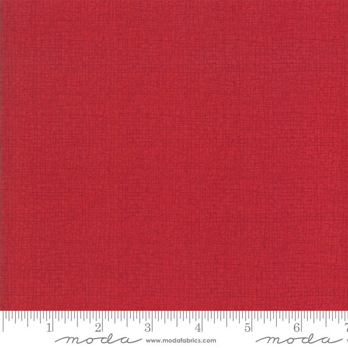 Thatched Scarlet Fabric - 27" REMNANT CUT - Moda 48626-119, Red Blender Fabric, Dark Red Tonal Fabric