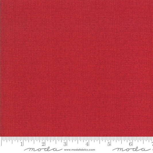 Thatched Scarlet Fabric - 27" REMNANT CUT - Moda 48626-119, Red Blender Fabric, Dark Red Tonal Fabric