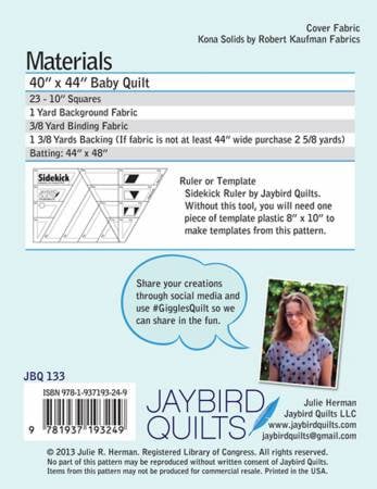 Giggles Baby Quilt Pattern - Jaybird Quilts JBQ-133, Layer Cake Friendly Quilt Pattern - Easy Baby Quilt Pattern