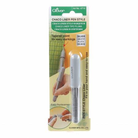 Clover Pen Style Chaco Liner Silver 4714CV, Quilting and Sewing Marker Tool, Fabric Marking Tool, Fine Line Chalk Marker Pen