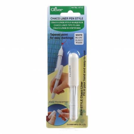 Clover Pen Style Chaco Liner White 4712CV, Quilting and Sewing Marker Tool, Fabric Marking Tool, Fine Line Chalk Marker Pen