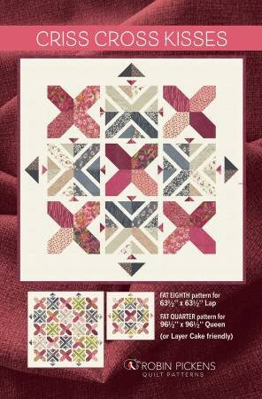 Criss Cross Kisses Quilt Pattern - Robin Pickens RPQP-CCK140, Fat Quarter Friendly Quilt Pattern in Two Sizes, Crosses Quilt Pattern