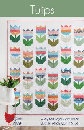 Tulips Quilt Pattern - Cluck Cluck Sew#CCS200, Jelly Roll Layer Cake and Fat Quarter Friendly Quilt Pattern in Five Sizes