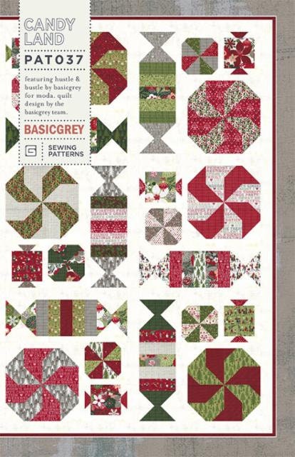 Candy Land Quilt Pattern by BasicGrey PAT037, Christmas Candy Quilt Pattern, Scrap Friendly Quilt Pattern, Christmas Sampler Quilt Pattern