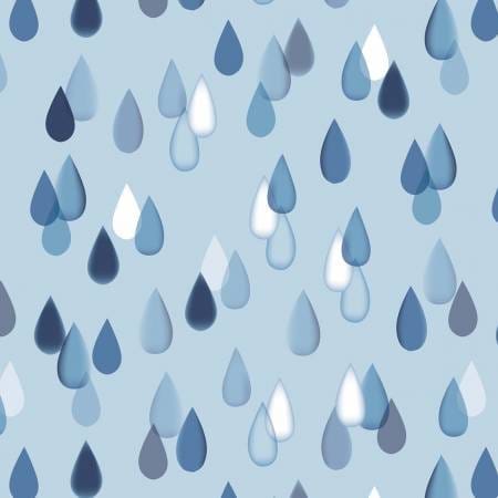 Indigo Elements Watercolor Raindrops Fabric 2833C-08, Stuart Hillard, The Craft Cotton Company, Blue White Watercolor Fabric, By the Yard