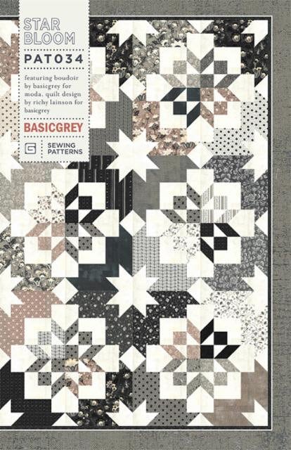 Star Bloom Quilt Pattern - BasicGrey PAT034, Modern Star Strip Quilt Pattern - Jelly Roll Friendly Quilt Pattern - Boujoir Quilt Pattern