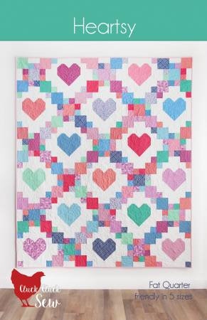 Heartsy Quilt Pattern - Cluck Cluck Sew 250, Heart Themed Quilt Pattern in Five Sizes, Fat Quarter Friendly Quilt Pattern