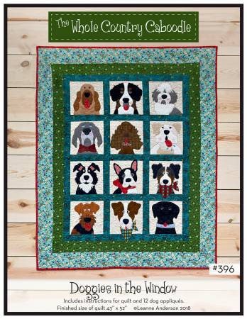 Doggies in the Window Quilt Pattern - The Whole Country Caboodle WCC396, Dog Themed Applique Quilt Pattern, Dog Lover Quilt Pattern