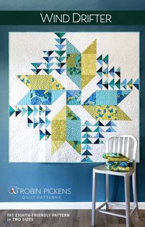 Wind Drifter Quilt Pattern - Robin Pickens RPQP-WD135, Fat Eighth Friendly Quilt Pattern in Two Sizes, Modern Quilt Pattern, Cottage Bleu