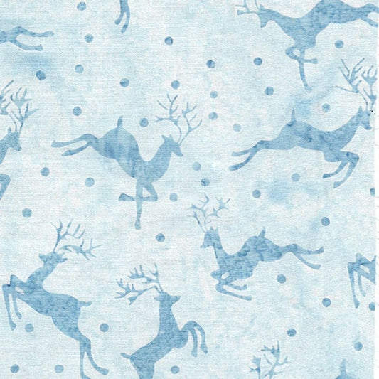 Island Batik Sky Blue Flying Deer Fabric 122011510, Light Blue Batik Blender Fabric, Blue Deer Batik Fabric, By the Yard