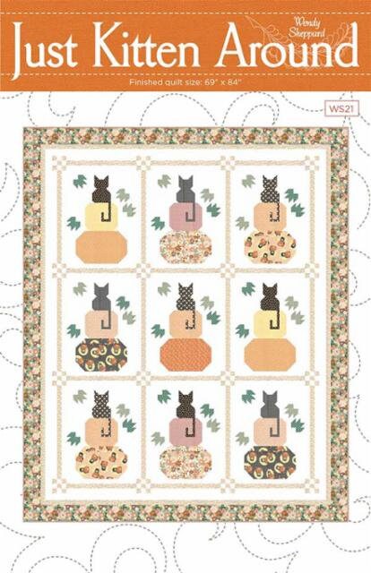 Just Kitten Around Quilt Pattern - Wendy Sheppard WS21, Cat Themed Halloween Quilt Pattern, Fat Quarter Friendly Cat Quilt Pattern