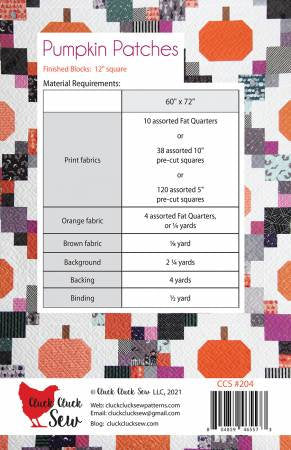 Pumpkin Patches Quilt Pattern - Cluck Cluck Sew 204, Fall Pumpkin Quilt Pattern that is Fat Quarter Layer Cake and Charm Square Friendly