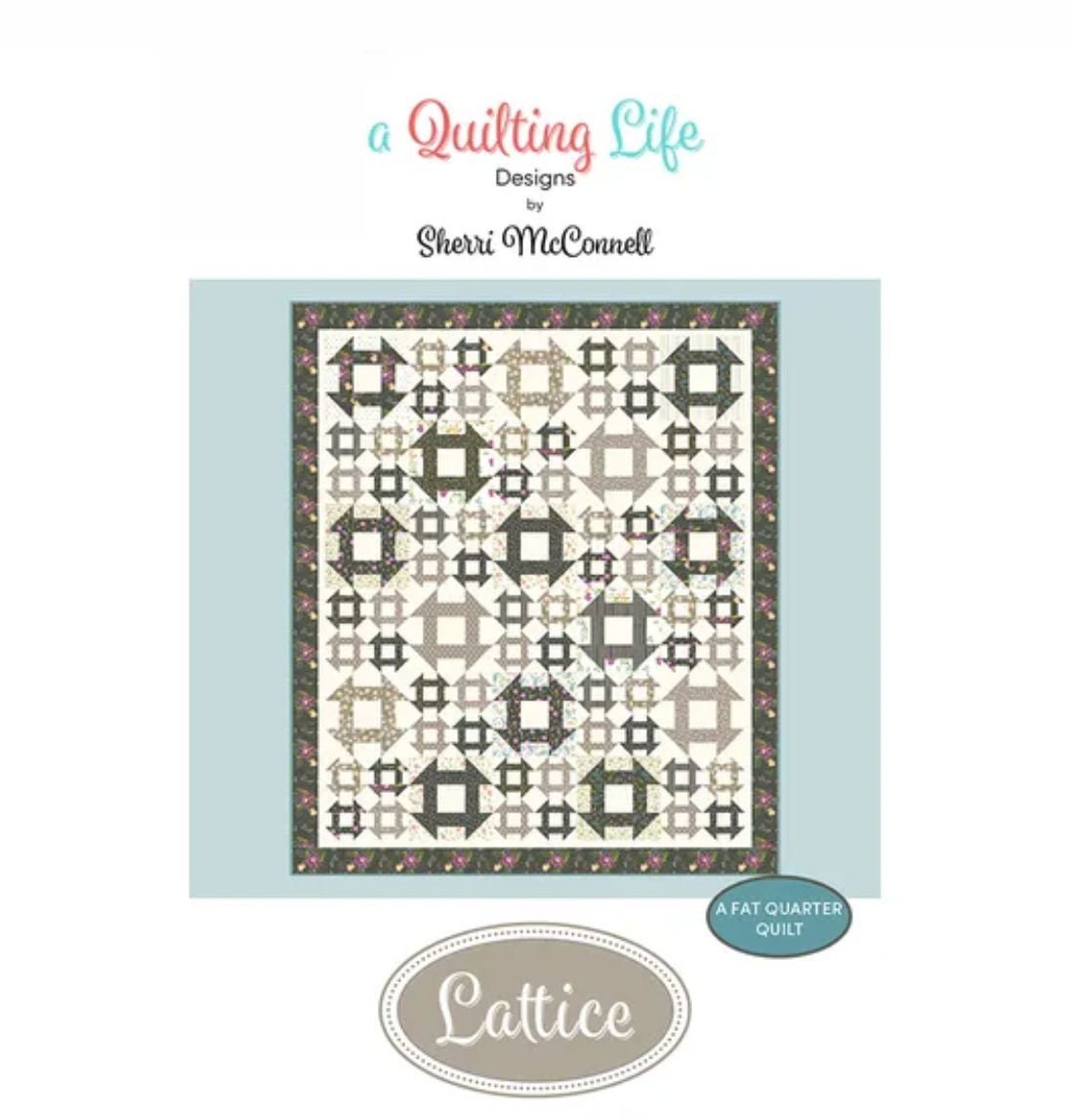 Lattice Quilt Pattern - A Quilting Life QLD-158, Modern Churn Dash Quilt Pattern, Fat Quarter Friendly Churn Dash Quilt Pattern