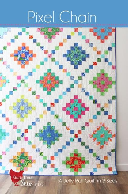 Pixel Chain Quilt Pattern - Cluck Cluck Sew 182, Modern Chain Quilt Pattern, Jelly Roll Quilt Pattern in Three Sizes
